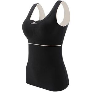 MAYFRI Dunne naadloze fleece ondergoed vest dames verwarmd vest ondergoed 2-in-1 thermisch ondergoed met borstkussen