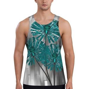 Mode Grijs Teal Bloem Vlinder Heren Vesten Tank Tops Loszittende Zomer Top Ademend Mouwloos Shirt, Sneldrogende, Heren Vest Gym Bodybuilding Workout Tank Top, 3 D, S