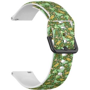 RYANUKA Compatibel met Ticwatch Pro 3 Ultra GPS/Pro 3 GPS/Pro 4G LTE / E2 / S2 (motten op groen) 22 mm zachte siliconen sportband armband armband, Siliconen, Geen edelsteen