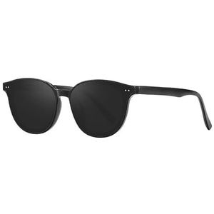 Gepolariseerde zonnebril Gm gele bril heren en dames Gm-zonnebril met klein frame (Color : Black frame gray film)