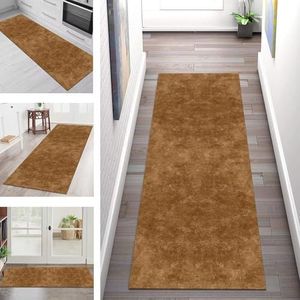 Tapijtloper Vloerkleed Anti-slip Keukentapijt Tapijten Wasbaar Woonkamer Slaapkamer per meter Haltapijt 60X200CM Donkerbruin Modern Keukenloper Tapijtmatten Deurmatten Lopers Polyester Badmatten