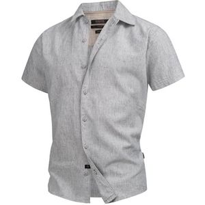 Indicode Heren INGiulionus Shirt | Kortarmig hemd van katoen-linnenmix DK Denim L