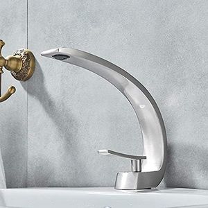 Kitchen Sink Taps Basin Faucet Chrome Polish Basin Faucets Bathroom Mixer Tap Brass Washbasin Faucet Single Handle Single Hole Basin Sink Crane Tap-Brushed Nickle,Brushed Nickle