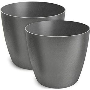 TULMERO - Bloempot - Grafiet - Set van 2 - Doorsnede 16 cm - Kunststof