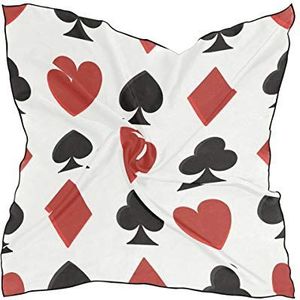 LUNLUMO Vrouwen Zijden Sjaal Poker Kaarten Schoppen En Harten Patroon Vierkante 23.6x23.6 Inch Warme Sjaal Wrap, Meerkleurig, Eén Maat