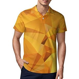 Abstract goud oranje veelhoek heren golf poloshirt zomer korte mouw T-shirt casual sneldrogende T-shirts L