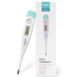 EUROPAPA Digitale koortsthermometer voor baby's, kinderen en volwassenen, thermometer voor oraal, axillair of rectaal, waterdicht met koortsalarm, groen