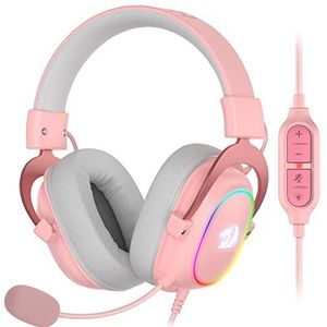 Redragon H510 Zeus-X RGB Roze Bedrade Gaming Headset - 7.1 Surround Sound - 53MM Audio Drivers in Memory Foam Oorkussens w/Duurzame Stof Cover - Multi Platforms Hoofdtelefoon - USB Aangedreven voor