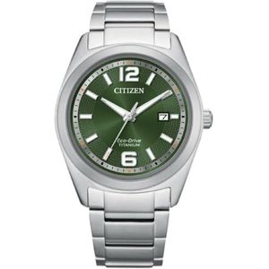 Citizen Super Titanium man watch AW1641-81X green background