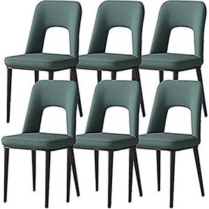 GEIRONV Eetkamerstoel set van 6, kunstleer woonkamer zijstoelen koolstofstalen poten for kantoor lounge eetkamer slaapkamer stoelen Eetstoelen (Color : Green, Size : 85 * 40 * 48cm)