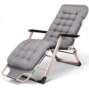 GEIRONV Lounge vouwstoelen, verwijderbare stoelkussen strandstoelen draagbare buitentuin kantoor lunchpauze stoel Fauteuils (Color : Grey)