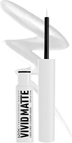 NYX Professional Make Up Vivid Matte Liquid Liner, eyeliner met nauwkeurige punt, matte afwerking en sterk gepigmenteerde kleur, wit, 1 stuk
