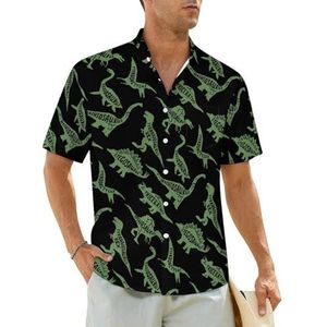 Dinosaurus herenhemden korte mouwen strandshirt Hawaiiaans shirt casual zomer T-shirt 4XL