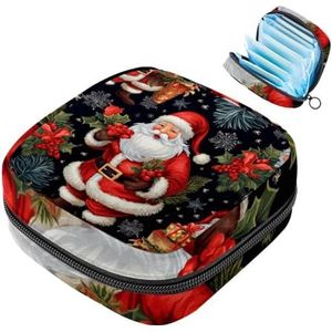 MUOOUM Merry Christmas Santa Claus Maandverband Opbergtas Draagbare Menstruatie Tas voor Vrouwen Tiener Meisjes Menstruatie Cup Pouch Nursing Pad Houder
