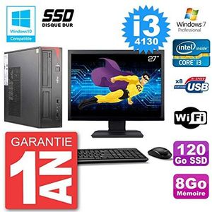 Fujitsu PC Esprimo E520 Display 27 inch i3-4130 RAM 8GB SSD 120GB DVD-brander WiFi W7 (gereviseerd)