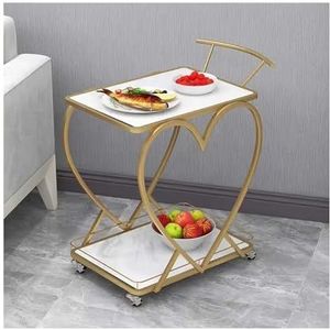 YANIR-137 Keukenplank moderne mode bar kar, 2-laags mobiele minibar, keuken serveerwagen en koffiestation voor keuken eetkamer woonkamer, 87 cm opbergplank (wit)
