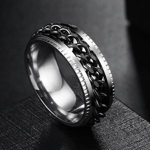 Ringen voor mannen spinnen titanium roestvrij staal kleurrijk Spinner draaibare ketting sieraden-10-KBR225