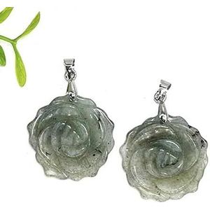 25mm Rose Flower Hanger Natuurlijke Genezing Kristalsteen Kettingen Kralen Voor Energie Amulet Sieraden Maken Accessorie DIY Geschenken-Labradoriet-10 Stuks