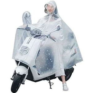 Poncho Transparant PVC-jas Capes Volwassen fietsen Moto Bike Mobiele scooterhoes met lampenkap(Snowflake White,4XL)