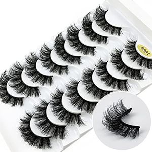 Valse Russische Strip Wimpers Faux Mink Wimpers 8 paar DD Krul, Herbruikbare 3D Nep Dikke Zachte Waterdichte voor Gift (K009,17 mm) [K001,15 MM]