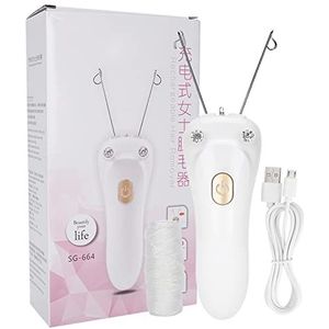 Gezichtshaarverwijderaar, Dames Schoonheid Epilator Trimmer, Draadloze Elektrische Threading Epilator voor Bovenste Lippen Wang Kin Arm Been, Katoenen Draad Gezicht Lichaam Ontharing(Goud)