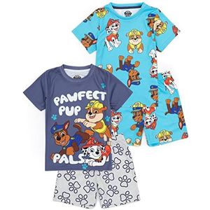 PAW Patrol Boys 2 Pack Pyjama's | Kids Peuters Blue Marshall Rubble Chase Rescue Pups T-Shirt Shorts Set | TV-serie Nachtkleding Merchandise