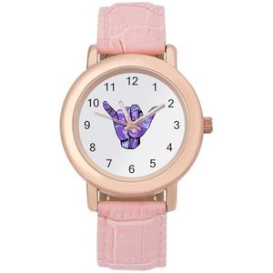 Gele Shaka Womens lederen band elegante dame horloges casual band drie-hand horloge