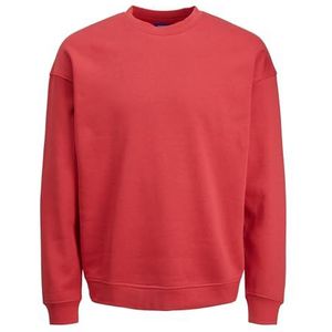 JACK & JONES heren Sweater Jorbrink Sweat Crew Neck Noos,Rococco Red/Fit: cropped Box/geborsteld,XL