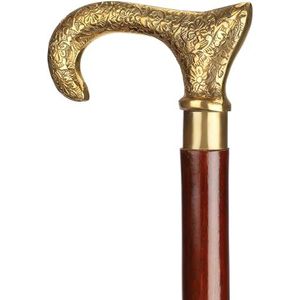 Ajuny Wandelstokken voor mannen vrouwen senioren duurzame opvouwbare antislip houten stokken T-vorm met decoratieve messing handvat gouden afwerking stok wandelstokken 36 inch