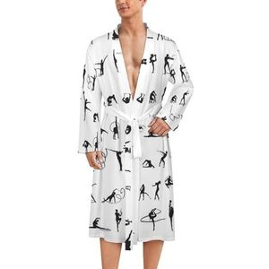 Silhouetten Ritmische gymnastiek herenmantel zachte badjas pyjama nachtkleding loungewear ochtendjas met riem L