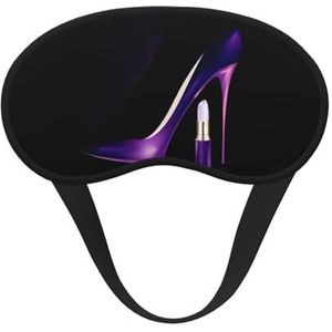 QGWDYYJQ Elegante Paarse Hoge Hakken Met Lipstick Gedrukt Verduisterend Slaap Masker Zacht Oogmasker Slaap Aid Oogmasker