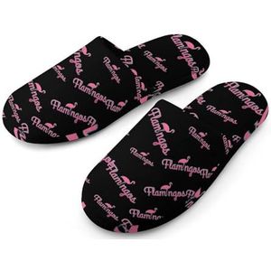 Roze Flamingo's Volledige Print Vrouwen Slippers Warme Anti-Slip Rubberen Zool Huisschoenen Voor Indoor Hotel 40-41_(9-10)