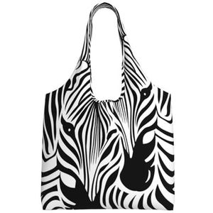 BEEOFICEPENG Schoudertas, Grote Canvas Tote Bag Tote Purse Casual Handtas Herbruikbare Boodschappentassen, Abstracte Dier Zebra Print, zoals afgebeeld, Eén maat