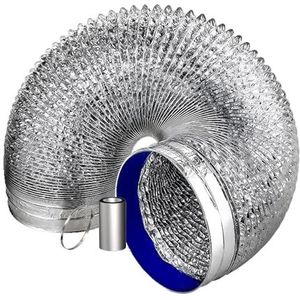 Hon&Guan Aluminium buis, flexibele slang, afvoerbuis met 2 slangklemmen, roestvrij staal, voor afvoerventilator, badkamer, keuken, hydrocultuur (o125 mm x 5 m, zwart