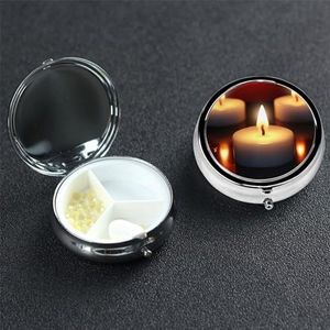 Kaars Pil Case 3 Compartiment Pillendoos Draagbare Metalen Pil Organizer Leuke Reizen Pil Container Vitamine Organizer voor Portemonnee Pocket Reizen Gift
