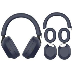Hoofdtelefoon Beschermingsset voor Sony WH-1000XM5 Headset Oor Cups Beschermhoes Hoofdband Cover Shell (Blauw)