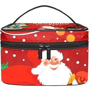 Make-up Organizer Bag, Reizen Make-up Tas Organizer Case Draagbare Cosmetische Tas voor Vrouwen en Meisjes Toiletartikelen Rode Kerstboom Kerstman Sneeuwpop, Meerkleurig, 22.5x15x13.8cm/8.9x5.9x5.4in
