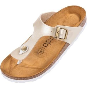 Palado® Kos Damessandalen, in vele kleuren, Made in Europe, sandalen met natuurkurken en fluweelzacht voetbed, sandalen met zolen van fijn suède, Crème metallic, 42