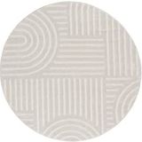 Laagpolig Vloerkleed, Cirkel, Woonkamer, Boho Geometrisch -Crème - Ø200 cm (rond) - Superzacht Modern Vloerkleed