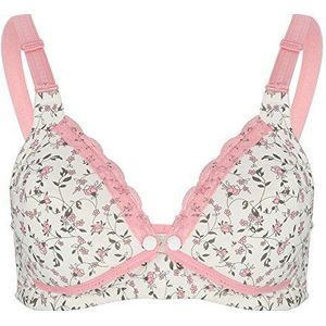 Zerodis voedingsbeha Floral Lace voedingsbeha katoen open voorkant voor zwangere vrouwen Dameskleding zonder stalen ringen (40/90 roze)