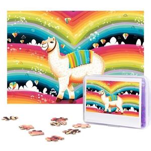 300 Stuk puzzel voor volwassenen gepersonaliseerde foto puzzel kameel en regenboog aangepaste houten puzzel voor familie, verjaardag, bruiloft, spel nachten geschenken, 38 cm x 25,9 cm