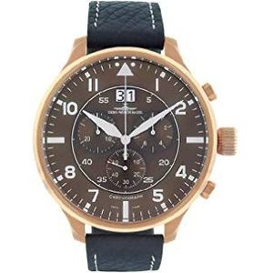 Zeno-Watch Mens Horloge - Super Oversized Chrono Big Date Navigator bruin - 6221N-8040Q-Pgr-a6