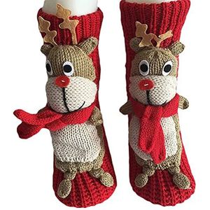Tumnea Kerstsokken voor dames, warme huishoussokken, winter, antislip, gebreide trui, sokken, dikke warme sokken, 3D, schattige dierensokken, huisschoen, sokken