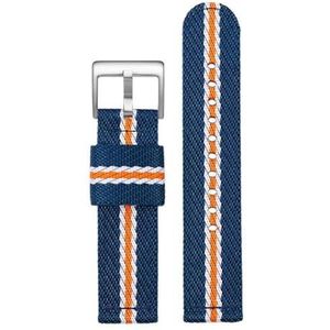 InOmak 20/22 mm horlogeband met snelsluiting van zeildoek van nylon met snelsluiting, Blauw W Geel Zilver, 18mm, strepen