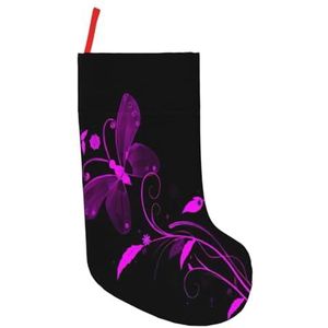 Paarse En Zwarte Vlinder Print Kerst Kousen,Vakantie Party Decoraties