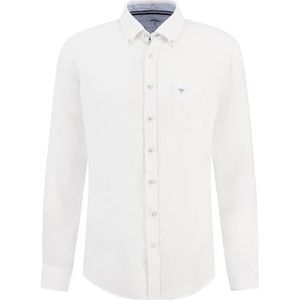 FYNCH-HATTON Shirt 13136000 - Premium linnen overhemd met button-down-kraag, wit, XL