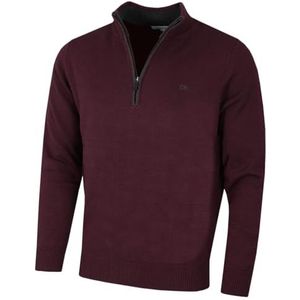 Calvin Klein Golf Heren Chunky Cotton 1/2 Zip Sweater - French Burgundy - M