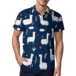Leuke lama alpaca heren golf poloshirt zomer korte mouw T-shirt casual sneldrogende T-shirts L