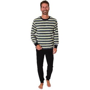 Normann Badstof pyjama voor heren, lange mouwen, pyjama met fijn gestreept patroon, geel1, 52