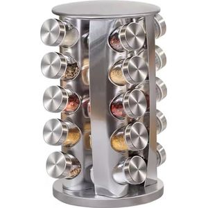 Kruidenrek - Draaibaar - Zilver - RVS - 20 Kruidenpotjes